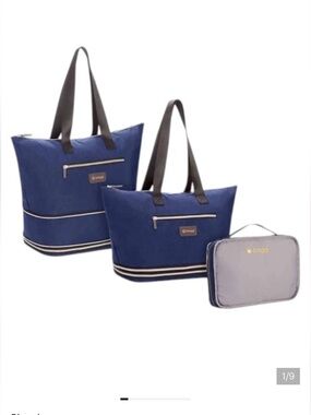 NWT Biaggi Navy ZipSak Boost Expanding Tote with Gray Pouch